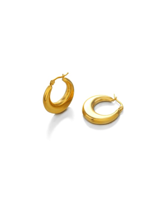 Gold round earrings Stainless steel Geometric Minimalist Huggie Earring