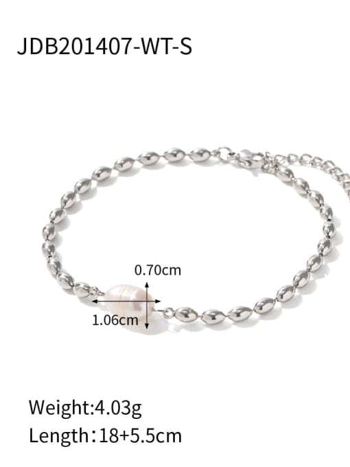 JDB201407 WT S Stainless steel Freshwater Pearl Geometric Dainty Beaded Necklace
