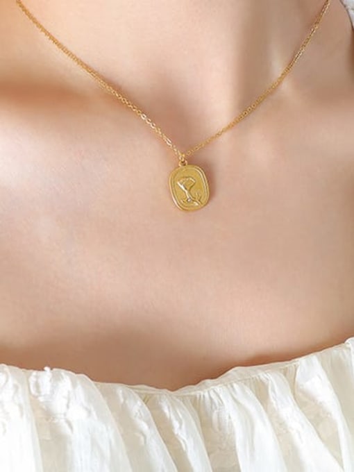 P411 gold necklace 40+ 5cm Titanium Steel Geometric Vintage Necklace