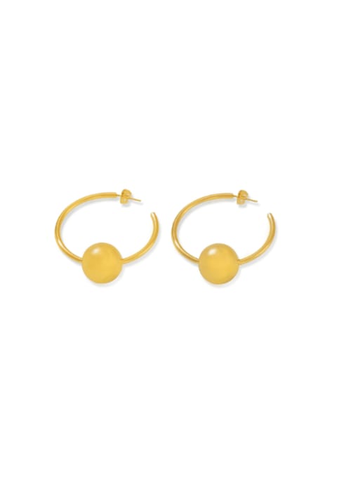 MAKA Brass Geometric Hip Hop Huggie Earring