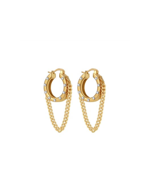 Clioro Brass Cubic Zirconia Tassel Trend Stud Earring 0