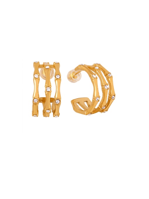 F983 gold Titanium Steel Geometric Minimalist Stud Earring