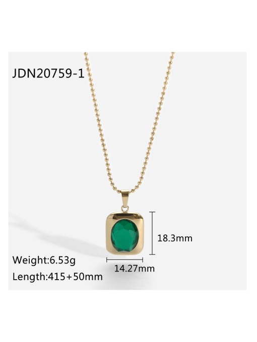 J&D Stainless steel Emerald Green Rectangle Trend Necklace 4