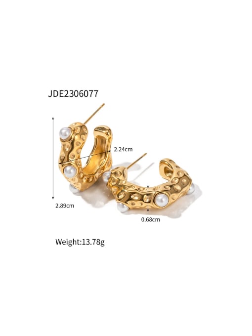 J&D Stainless steel Imitation Pearl Geometric Trend Stud Earring 4