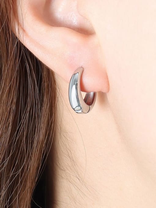 F734 Steel Color Earrings Titanium Steel Geometric Trend Hoop Earring