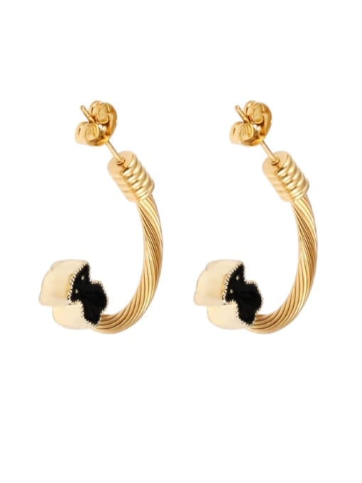 Golden Bear Earrings Stainless steel Hip Hop Bear Ring Earring And Bracelet Set