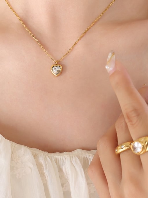 P425 zircon gold necklace 40+ 5cm Titanium Steel Glass Stone Vintage Heart Earring and Necklace Set