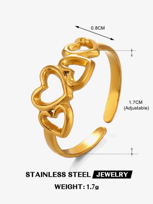 Golden Love Ring Stainless steel Heart Vintage Band Ring