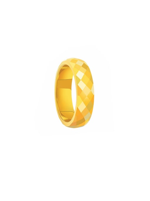 gold Titanium Steel Geometric Hip Hop Couple Ring