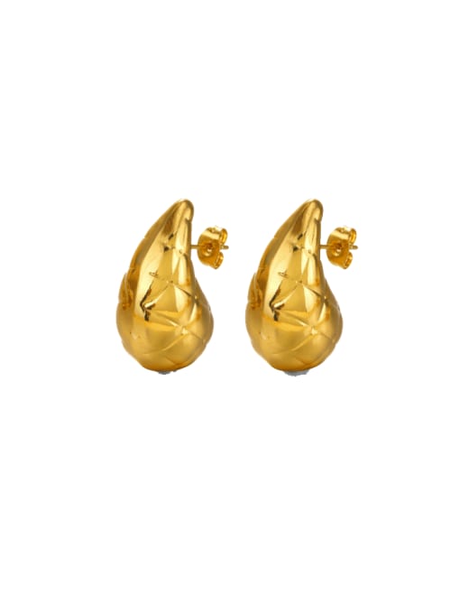 Golden Droplet Earrings Stainless steel Water Drop Hip Hop Stud Earring