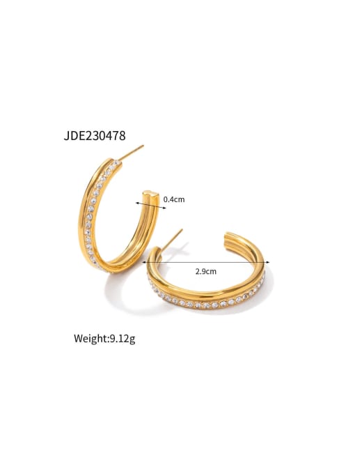 J&D Stainless steel Cubic Zirconia Geometric Trend Hoop Earring 2