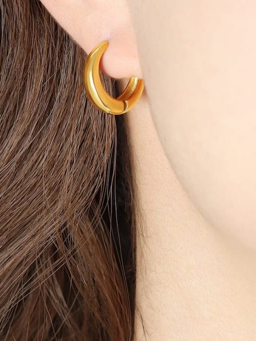 F734 Gold Earrings Titanium Steel Geometric Trend Hoop Earring