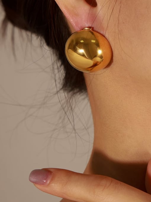 F1071 Gold Earrings Titanium Steel Ball Hip Hop Stud Earring