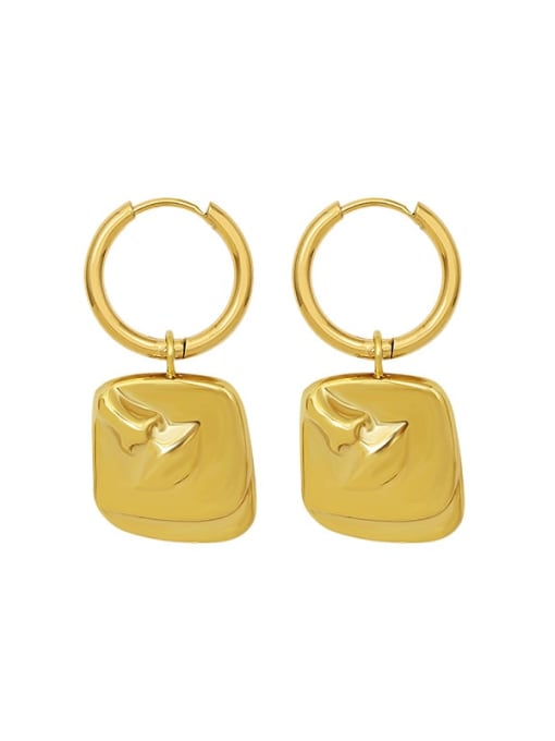 f421 gold face Titanium 316L Stainless Steel Irregular Vintage Huggie Earring with e-coated waterproof