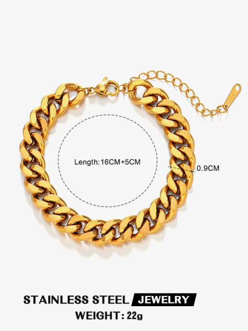 Golden Cuban Bracelet Stainless steel Geometric Hip Hop Link Bracelet