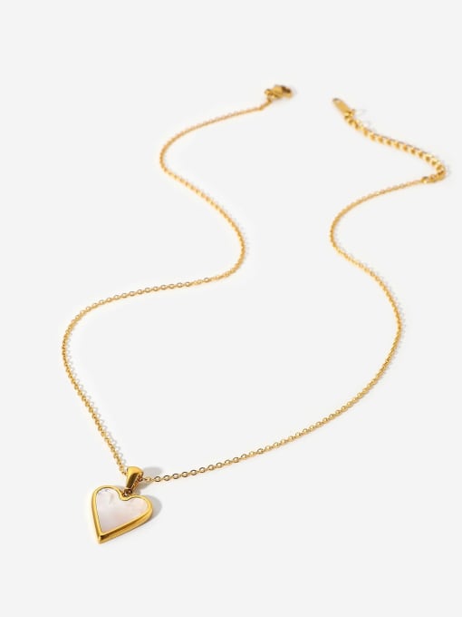 J&D Stainless steel Green Heart Trend Necklace 4