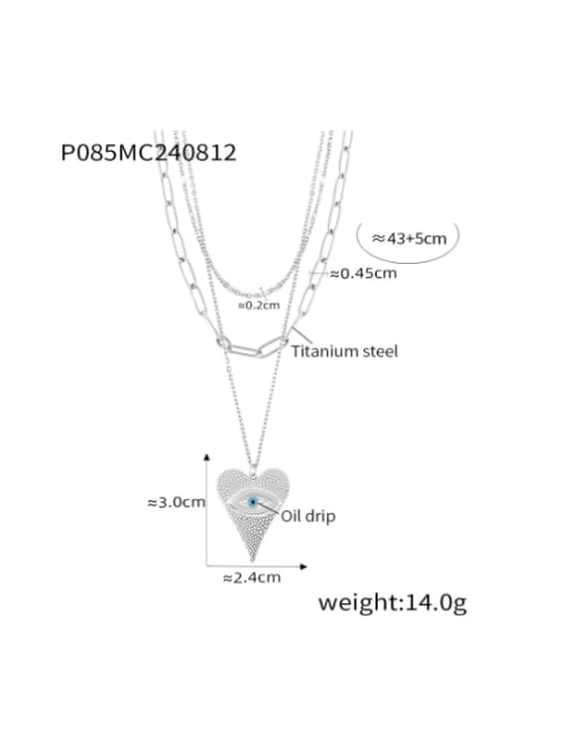 TXP085 Steel Three Layer Necklace Titanium Steel Cubic Zirconia Trend Heart  Earring and Necklace Set