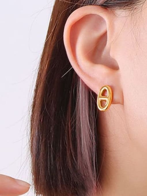 F364 gold earrings pair Titanium Steel Minimalist Geometric  Earring and Necklace Set