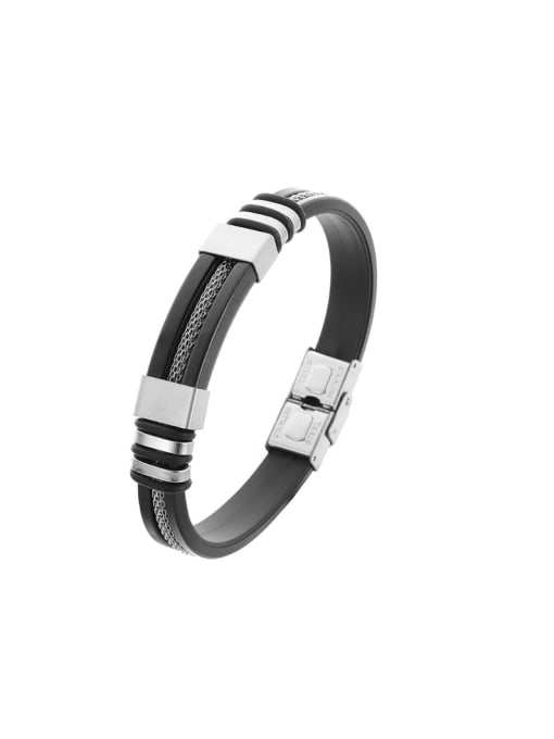SM-Men's Jewelry Titanium Steel Artificial Leather Geometric Hip Hop Handmade Weave Men's Bracelet 2