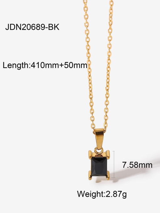 JDN20689 BK Stainless steel Cubic Zirconia Rectangle Trend Necklace