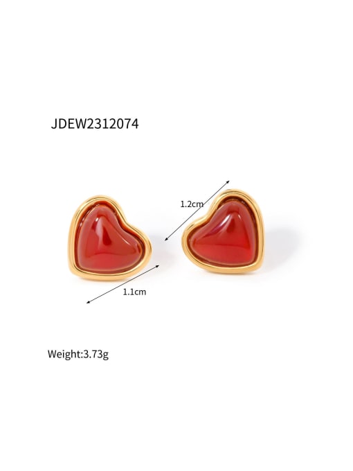 J&D Stainless steel Natural Stone Heart Vintage Stud Earring 3