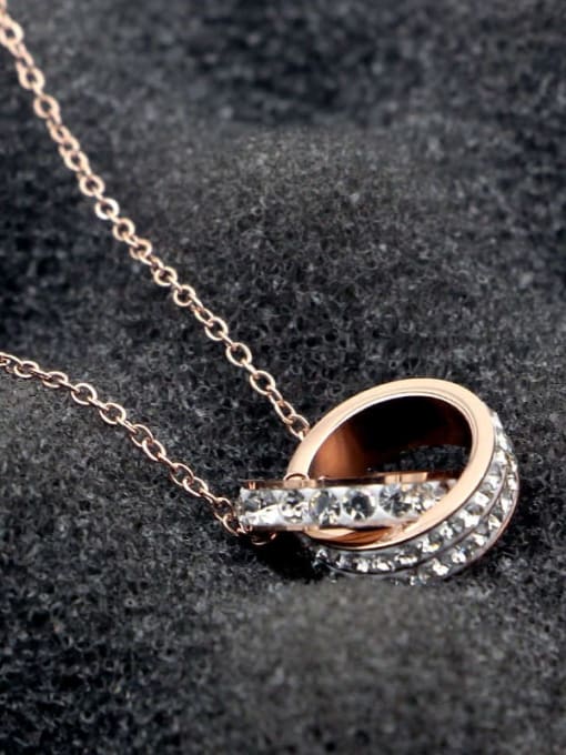 K.Love Titanium Rhinestone Round Minimalist Necklace 0