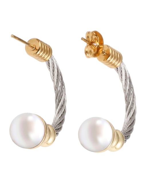 White Gold Pearl Earrings Stainless steel Imitation Pearl Hip Hop Irregular   Ring Earring And Bracelet Set