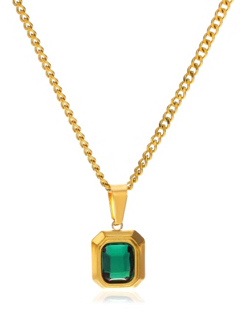 J$L  Steel Jewelry Stainless steel Glass Stone Geometric Vintage Necklace 0