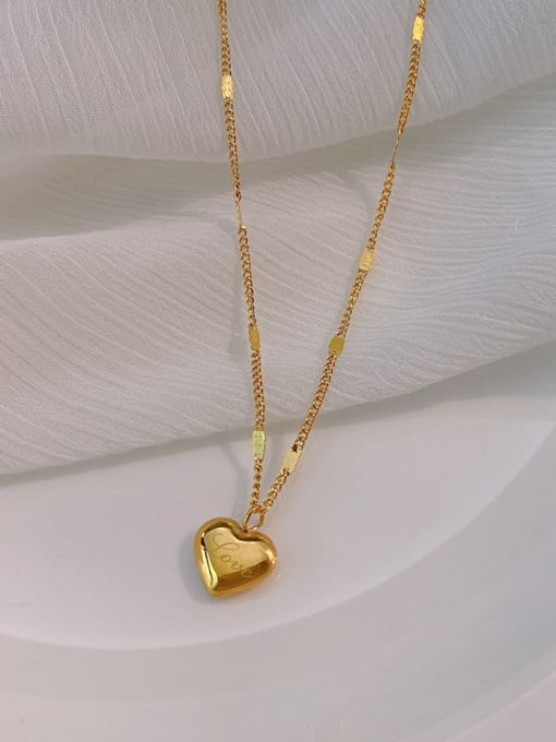 K.Love Titanium Steel Heart Letter Minimalist Necklace 3