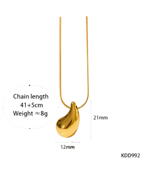 (Vertical) Small Gold KDD992 Stainless steel Water Drop Minimalist Necklace