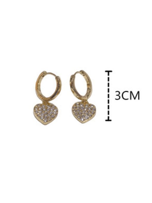 Clioro Brass Cubic Zirconia Heart Vintage Huggie Earring 3