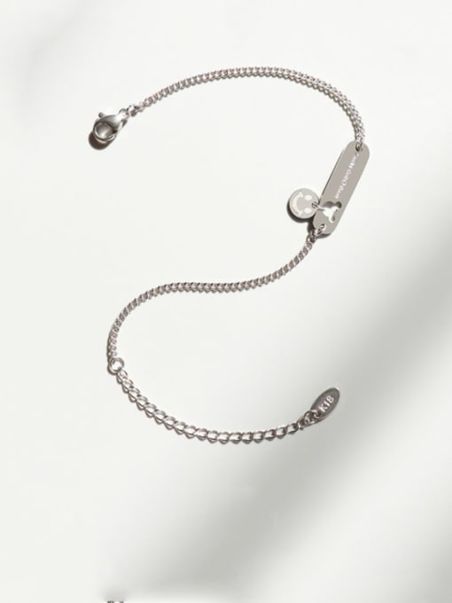 Steel color Bracelet 15 cm Titanium 316L Stainless Steel Mouse Minimalist Link Bracelet with e-coated waterproof