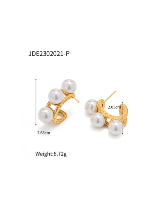 J&D Stainless steel Imitation Pearl Geometric Vintage Stud Earring 1