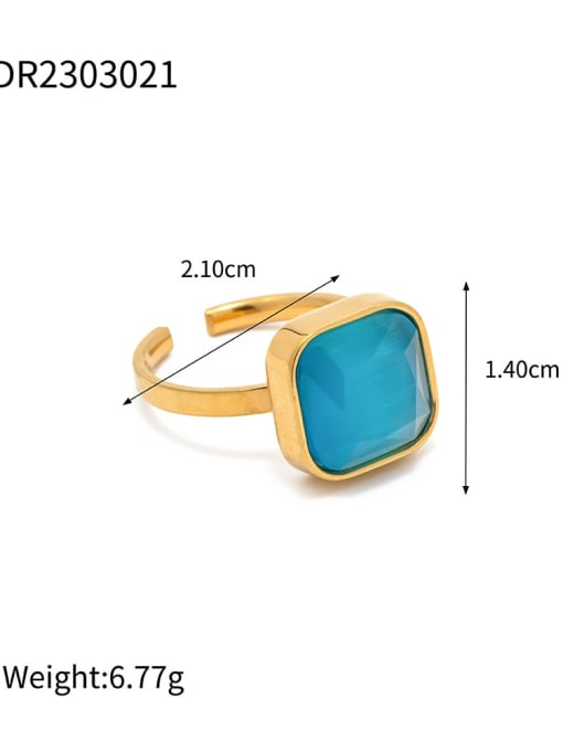 JDR2303021 Stainless steel Turquoise Geometric Trend Band Ring