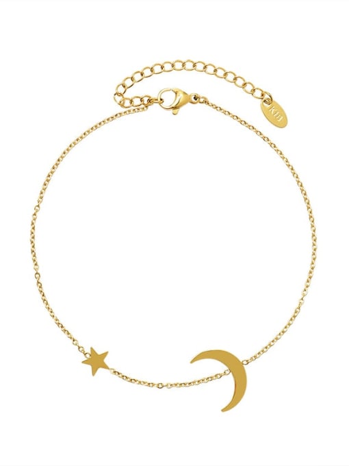 Gold Anklet 20 +5cm Titanium 316L Stainless Steel Star  Moon Minimalist  Anklet with e-coated waterproof