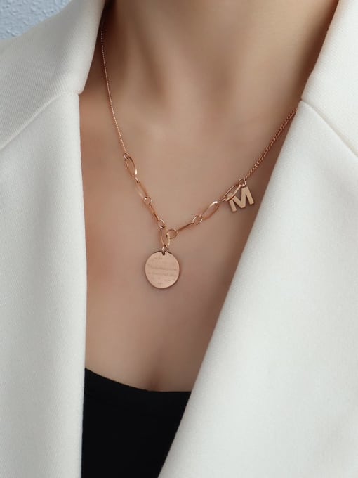 P558 rose gold  43+5cm Titanium 316L Stainless Steel Vintage Irregular  Braclete and Necklace Set with e-coated waterproof