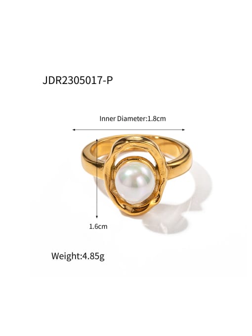 J&D Stainless steel Freshwater Pearl Geometric Trend Band Ring 1