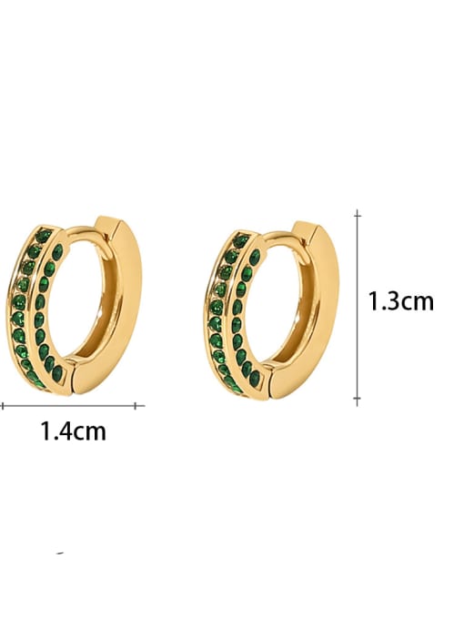 Green CZ Stone, JDE202187 GN Stainless steel Geometric Hoop Earring WITH CZ stone