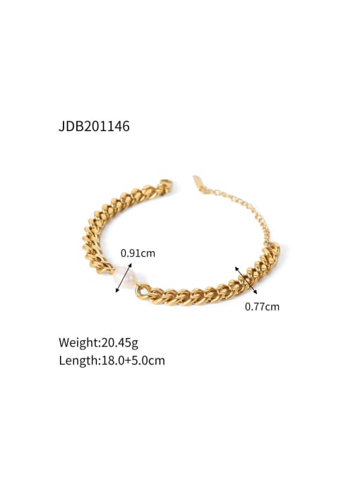 J&D Stainless steel Freshwater Pearl Geometric Trend Link Bracelet 2