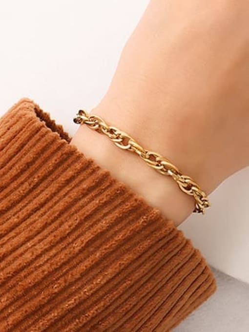 E057 gold thick chain bracelet Titanium Steel Vintage Twisted  Irregular Bracelet and Necklace Set