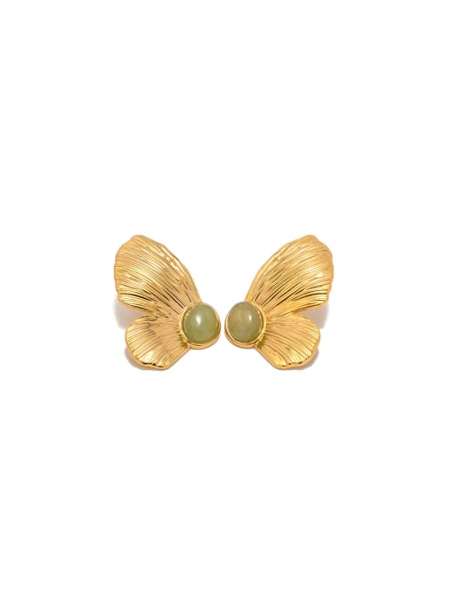 J&D Stainless steel Emerald Butterfly Vintage Stud Earring 0