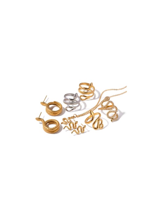 J&D Stainless steel Trend Snake Earring Ring and Necklace Set