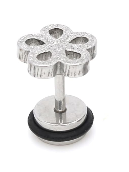 Steel (Single-Only One) Titanium Steel Hollow  Flower Minimalist Single Earring(Single-Only One)
