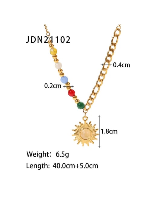 J&D Stainless steel Natural Stone Geometric Trend Necklace 3