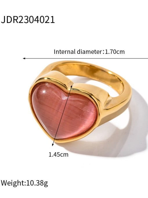 JDR2304021 Stainless steel Cats Eye Pink Heart Trend Band Ring