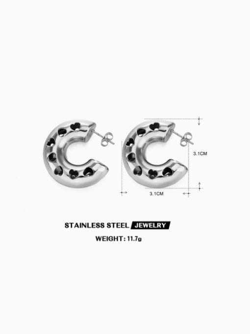 J$L  Steel Jewelry Stainless steel Hollow Heart Hip Hop Stud Earring 1