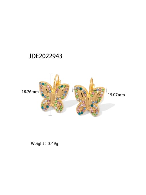 JDE2022943 Stainless steel Cubic Zirconia Butterfly Dainty Stud Earring