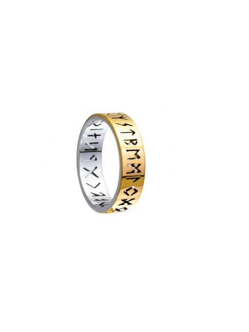SM-Men's Jewelry Titanium Steel Hollow  Letter Hip Hop Band Ring 1
