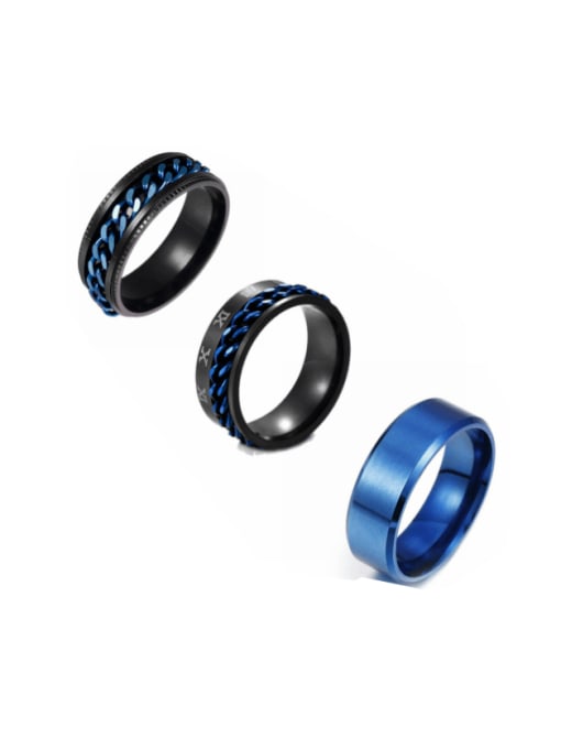 SM-Men's Jewelry Titanium Steel Irregular Hip Hop Stackable Ring Set 0