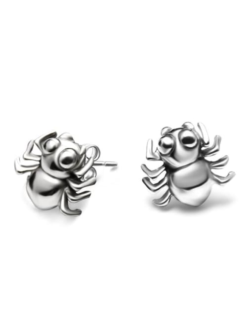 MAKA Titanium 316L Stainless Steel Bug Hip Hop spider Stud Earring with e-coated waterproof 0